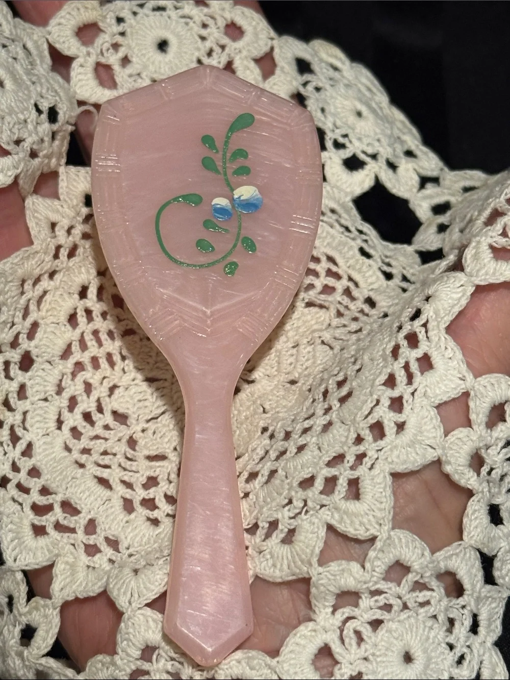 Infant comb & brush set -Heart-Shaped Pink Plastic Case